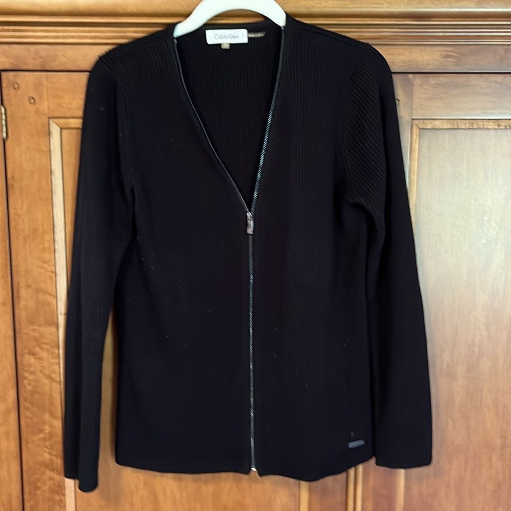 Calvin Klein Sweater . Zip up front . Black size S